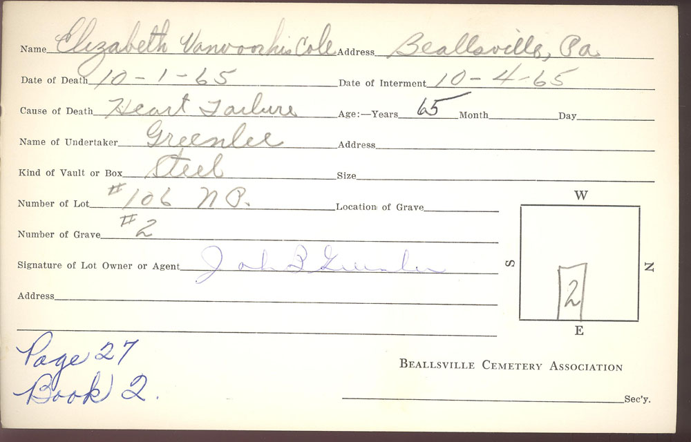 burial card